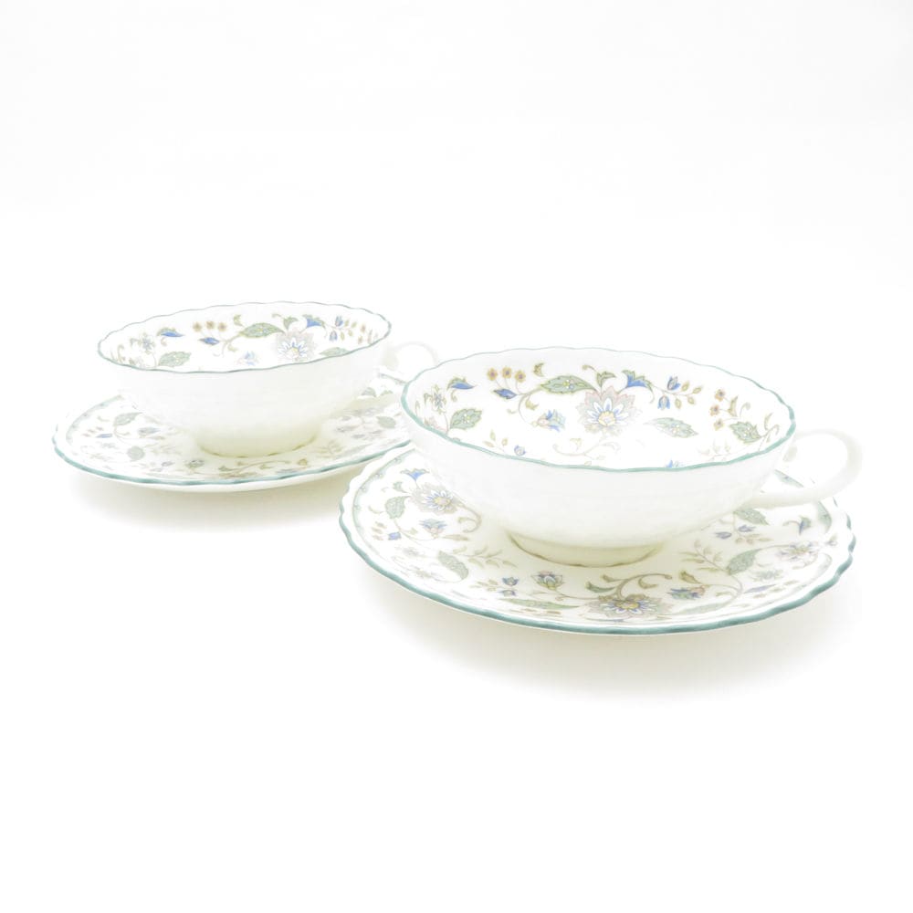 美品 Noritake ノリタケ カリフパレス ティーカップ＆ソーサー 2客 ペア 廃盤 花柄 フラワー SC9384B2 【中古】