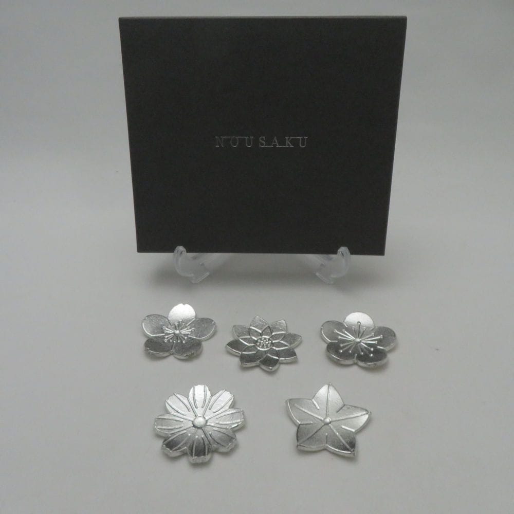 未使用 NOUSAKU 能作 花ばな 箸置き 錫100％ 錫100％ 5個セット 日本製 SC9353B3 【中古】