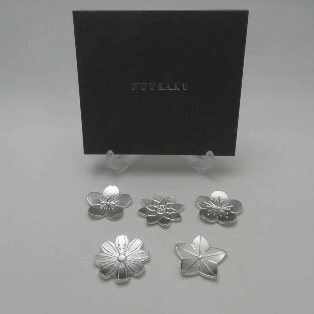 未使用 NOUSAKU 能作 花ばな 箸置き 錫100％ 錫100％ 5個セット 日本製 SC9353B3 【中古】