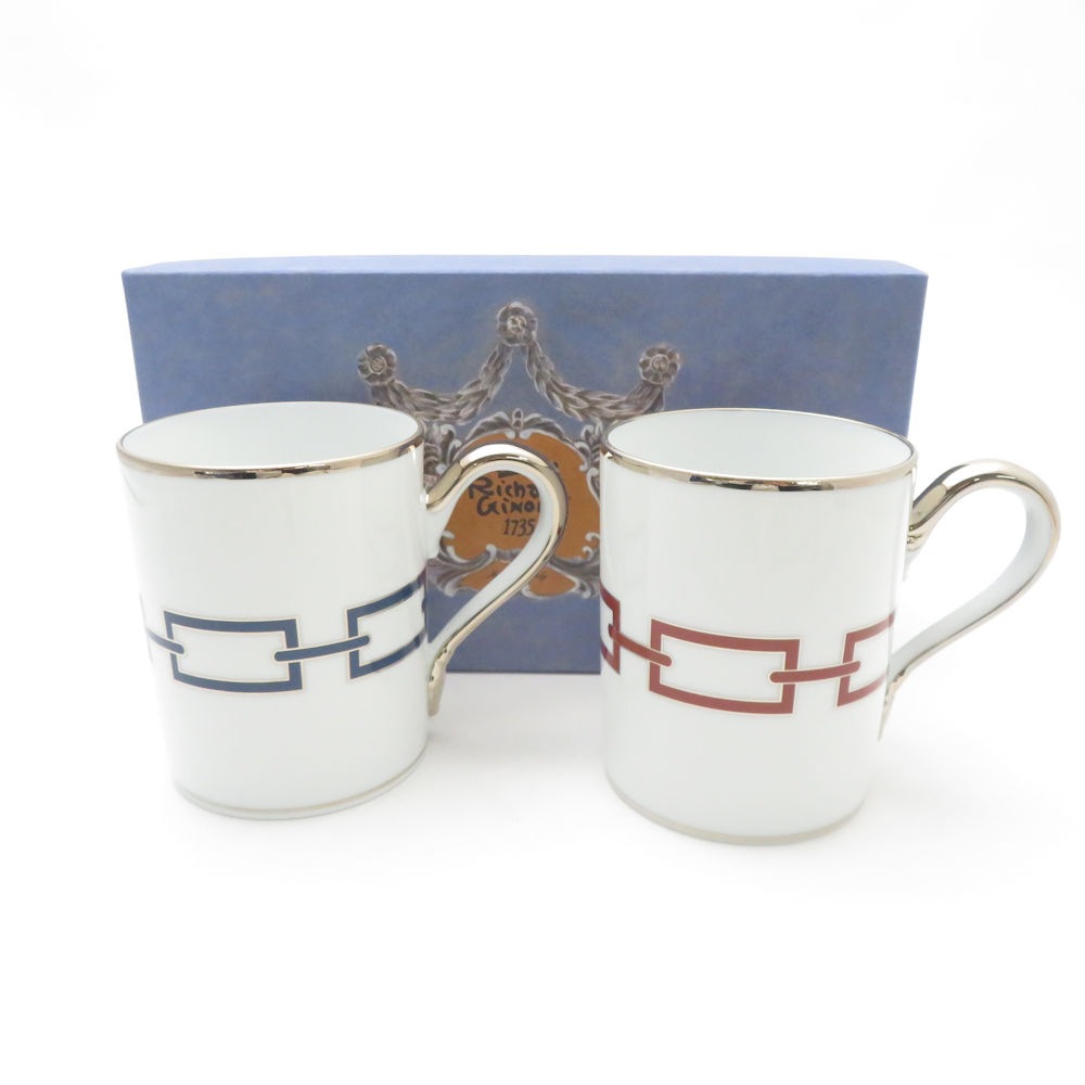 未使用 Richard Ginori リチャードジノリ カテーネ マグカップ 2点 ペア スカーレット/サファイア SC9354B3 【中古】