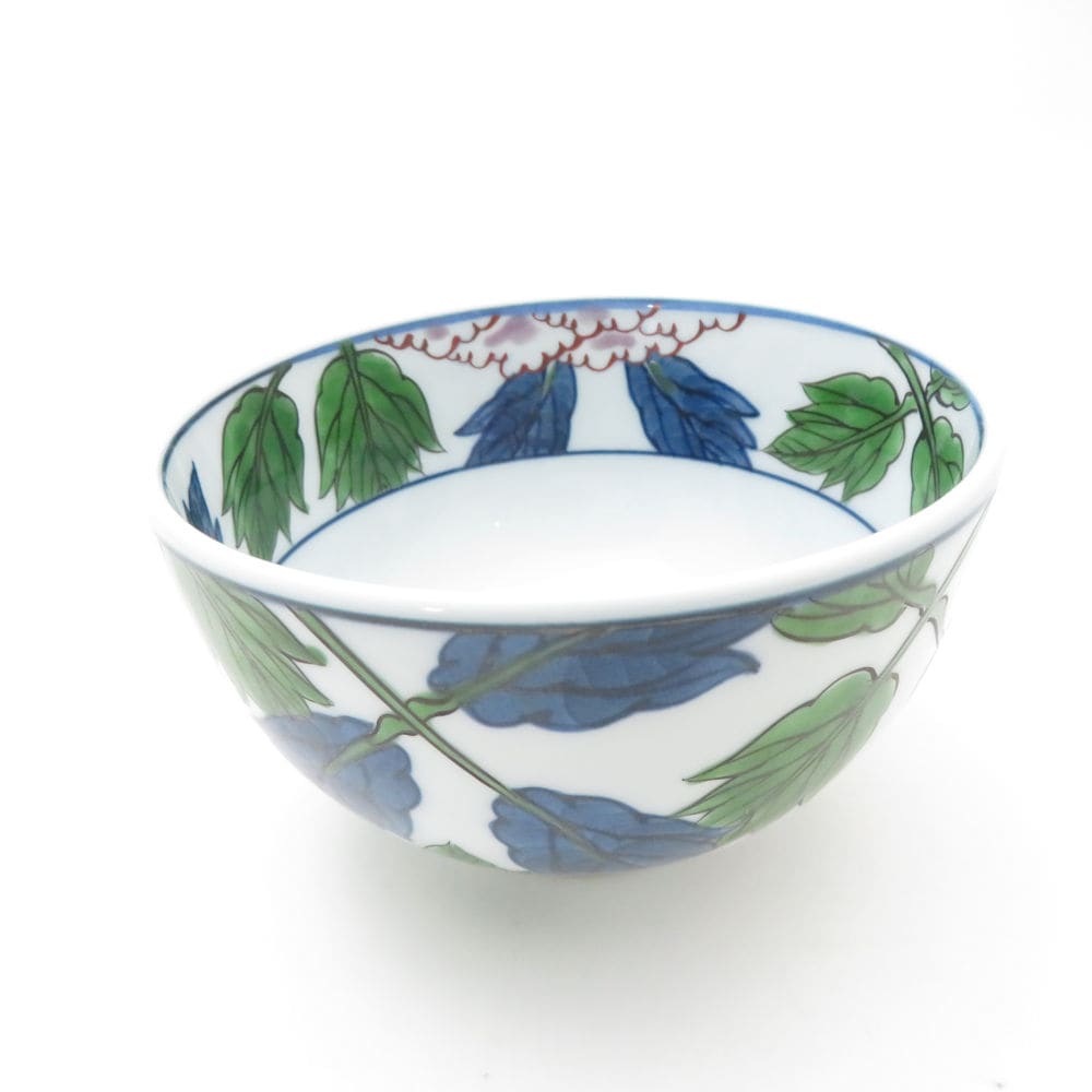 美品 源右衛門窯 染錦紫牡丹絵 飯碗 11cm ご飯茶碗 有田焼 深皿 小鉢 SC9407B2 【中古】