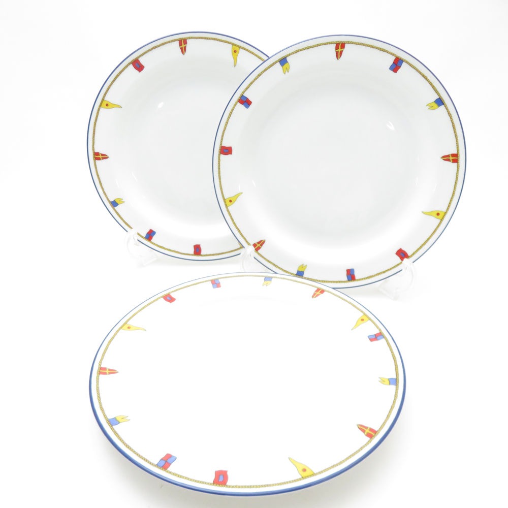 美品 Richard Ginori リチャードジノリ クリッパー 中皿 3枚 21cmプレート セット SY13453J1 【中古】