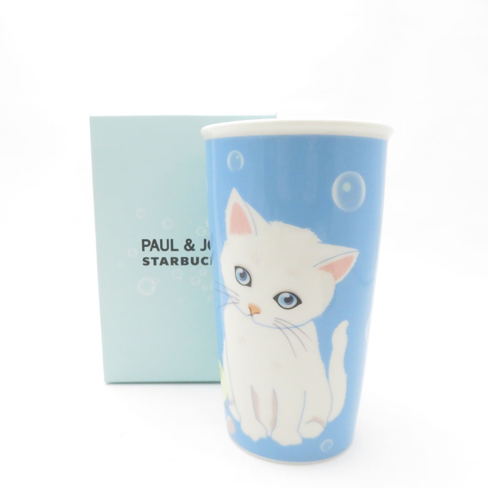 未使用 STARBUCKS スターバックス PAUL&JOEコラボ キャット 蓋付きセラミックタンブラー スタバ 台湾限定 コップ 猫 SO3688R1 【中古】