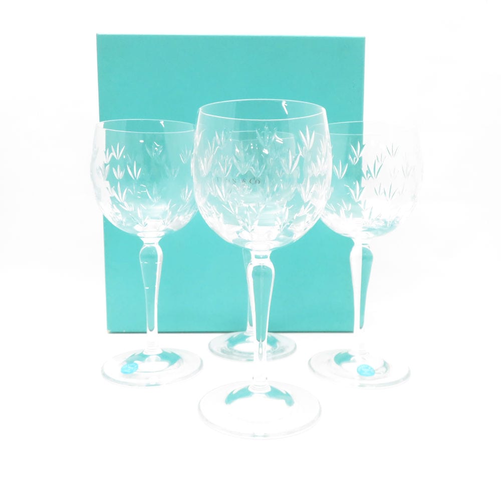 美品 TIFFANY＆Co. ティファニー フローレット ワイングラス 4客 セット H17.5cm SC9436B1 【中古】