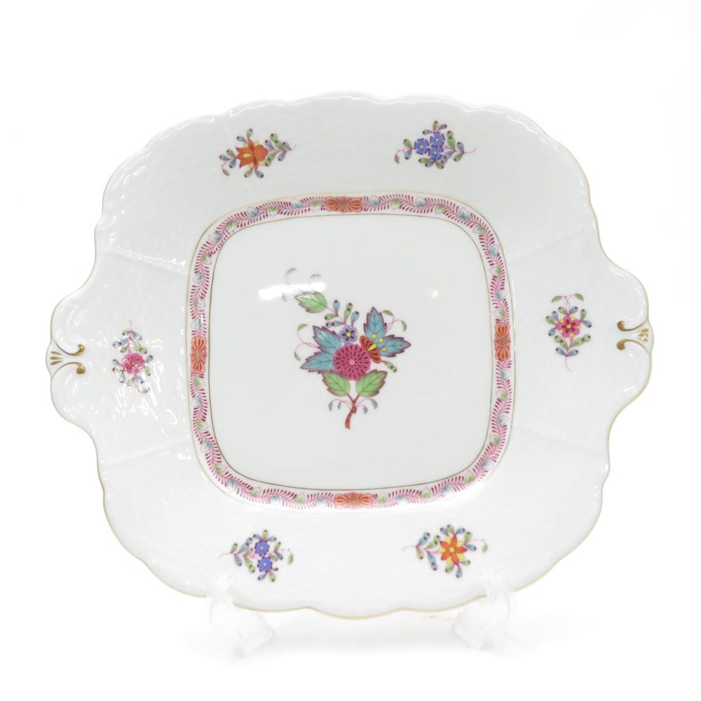 Herend ヘレンド アポニーフラワー AF BBプレート 24.5×27.5cm 大皿 スクエア SC9438B1 【中古】