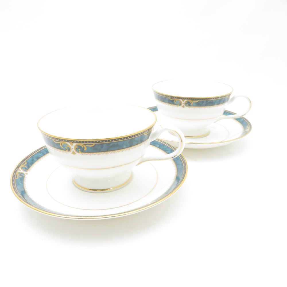 美品 Noritake ノリタケ ESSEX COURT エセックスコート ティーカップ＆ソーサー 2客 ペア SC9481G1 【中古】