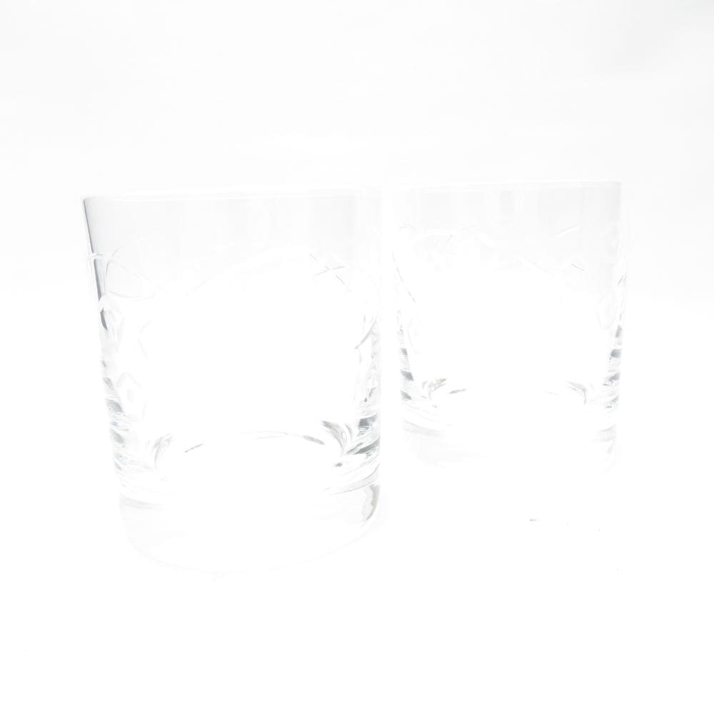 美品 TIFFANY＆Co. ティファニー タンブラー 2点 ペア ロックグラス コップ 花柄 フラワー SU13339B3 【中古】