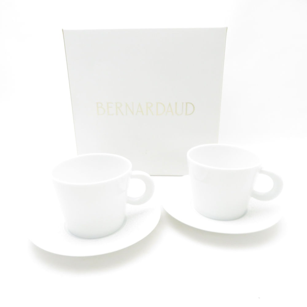 美品 BERNARDAUD ベルナルド Ecume エキュム カップ＆ソーサー 2客 ペア 紅茶 ティー コーヒー テーブルウェア SU13343B3 【中古】