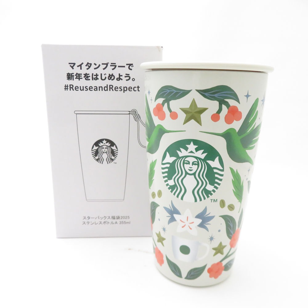 未使用 STARBUCKS スターバックス 福袋2025 ステンレスボトルA スタバ タンブラー 花柄 保温・保冷 SC9518E2 【中古】