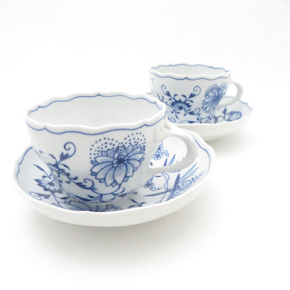 美品 MEISSEN マイセン ブルーオニオン カップ＆ソーサー 2客 ペア ティー/コーヒー 220ml SC9496E2 【中古】