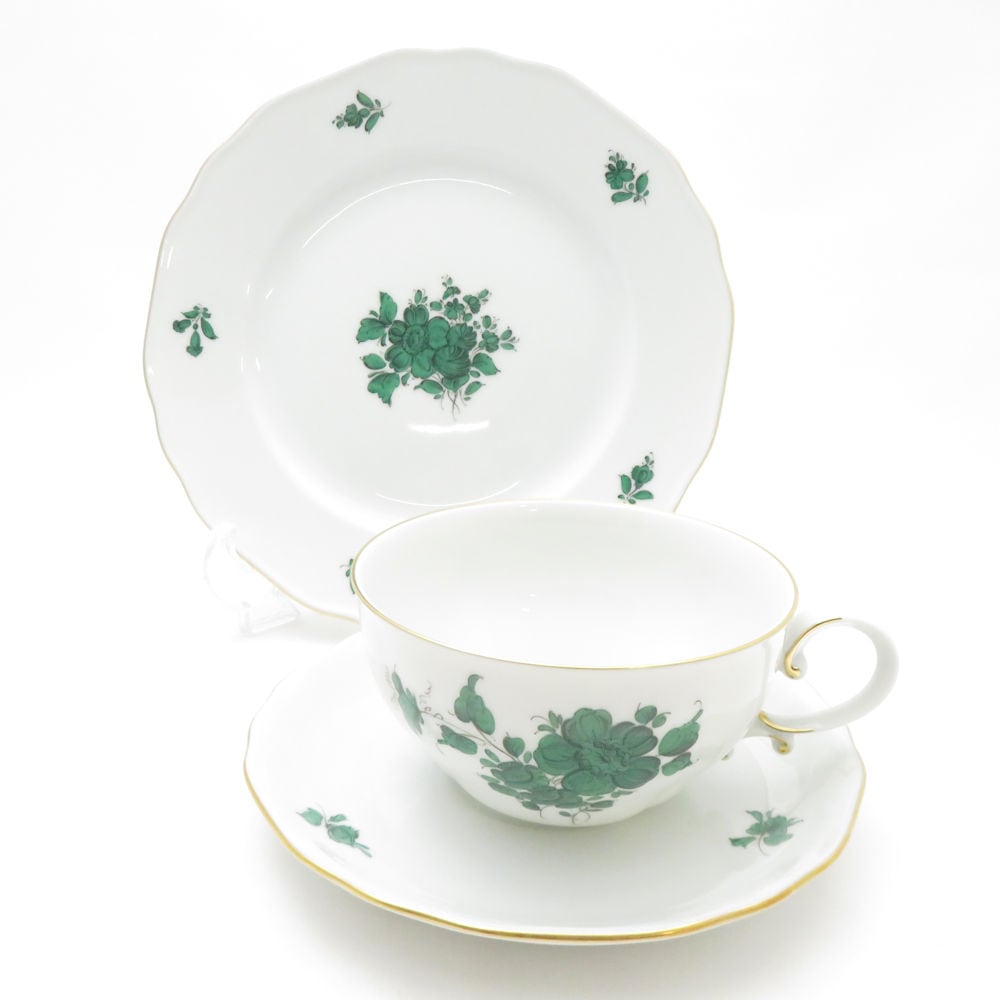 美品 AUGARTEN アウガルテン マリアテレジア ティーカップ＆ソーサー 中皿 2点 セット 20cmプレート SC9500E2 【中古】