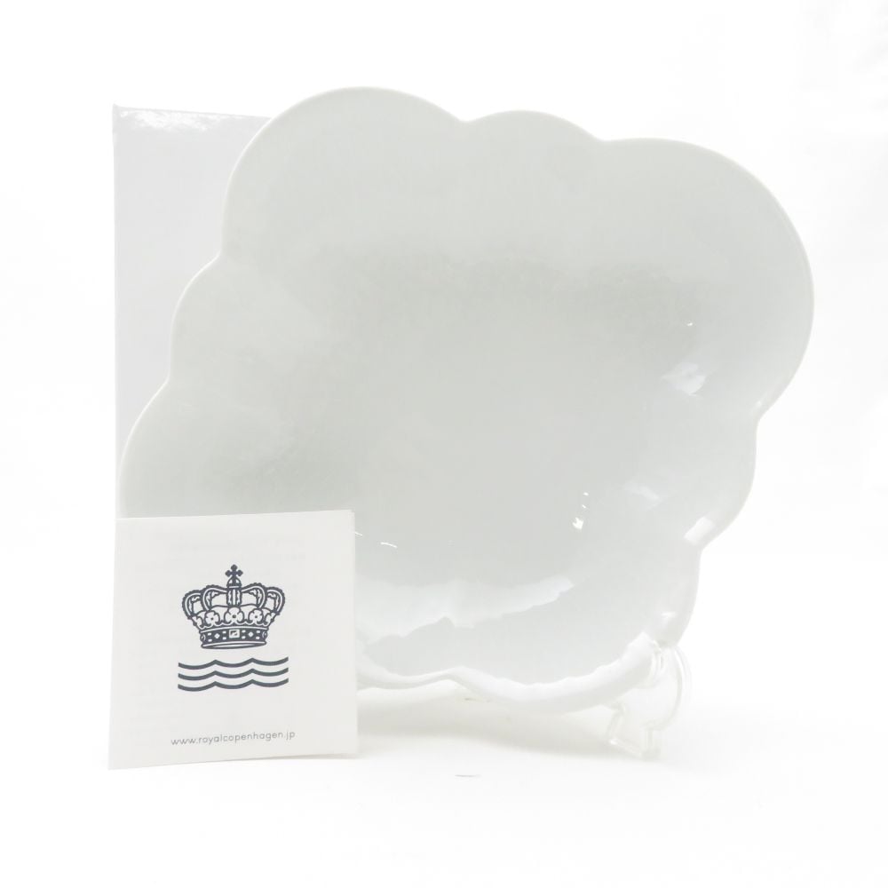 未使用 ROYAL COPENHAGEN ロイヤルコペンハーゲン ホワイトパルメッテ 578 フラワーボウル 26cm 深皿 花 テーブルウェア SU13355E1 【中古】