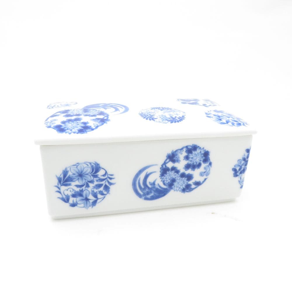 未使用 Fukagawa Seiji 深川製磁 染付草花丸紋 蓋付き器 小物入れ ボックス SU13373B2 【中古】