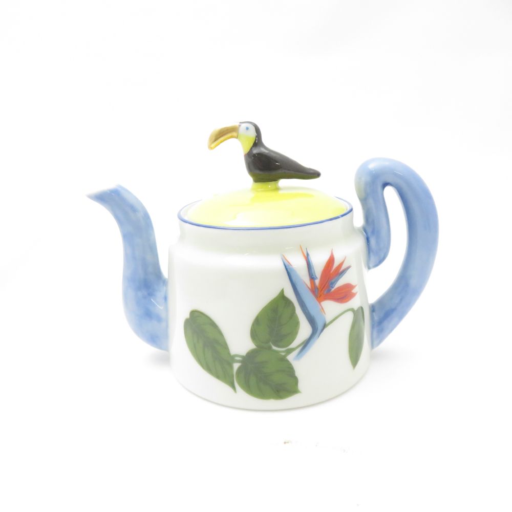 美品 Fukagawa Seiji 深川製磁 オリエンタル 極楽鳥花 ストレチア ストレリチア ポット 急須 茶器 アイランド 廃盤 レア 希少 SU13377B2 【中古】