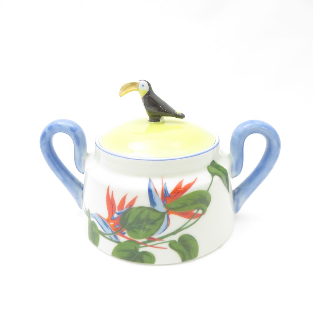 美品 Fukagawa Seiji 深川製磁 オリエンタル 極楽鳥花 ストレチア ストレリチア シュガーポット 砂糖 器 アイランド 廃盤 レア 希少 SU13378B2 【中古】