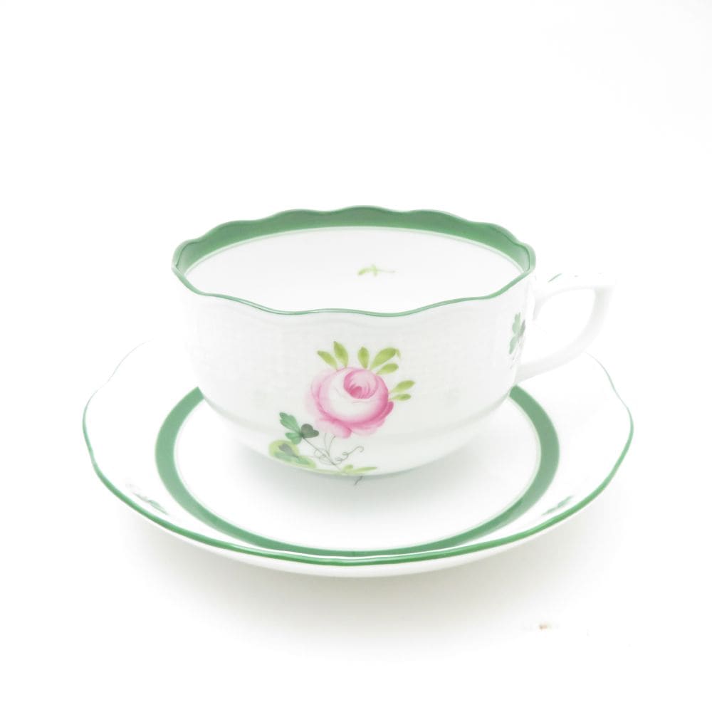 未使用 Herend ヘレンド ウィーンの薔薇 VRH ティーカップ＆ソーサー バラ ローズ SC9485X2 【中古】