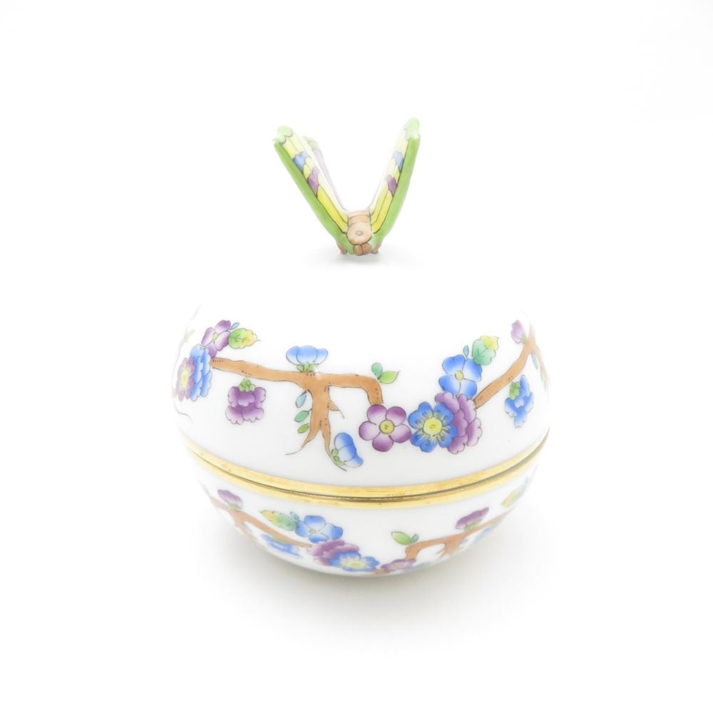 Herend ヘレンド ヴィクトリア ラウンドボックス ボンボニエール 小物入れ チョウ PDVICT2 SM4804X2 【中古】