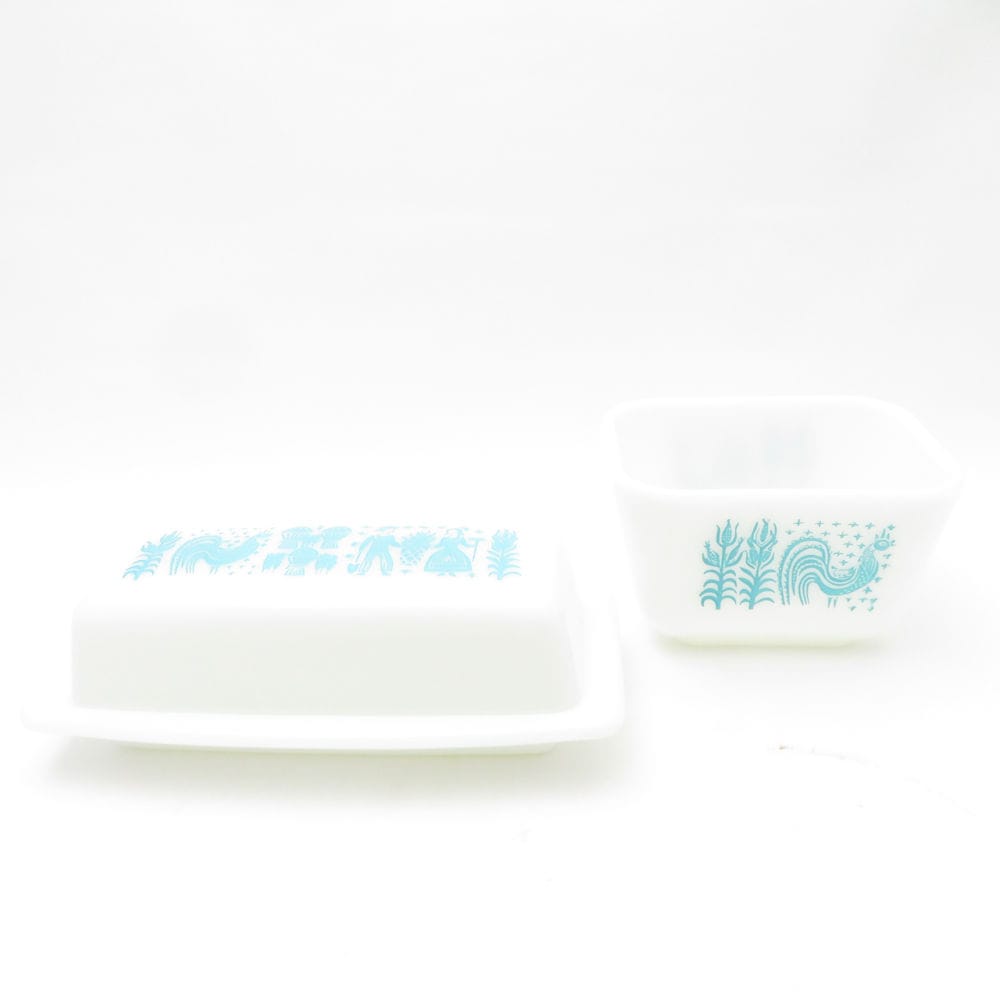 美品 PYREX パイレックス アーミッシュ バターケース&リフリジレーター 2点 セット レフ 容器 小物入 USAヴィンテージ SU13363T2 【中古】