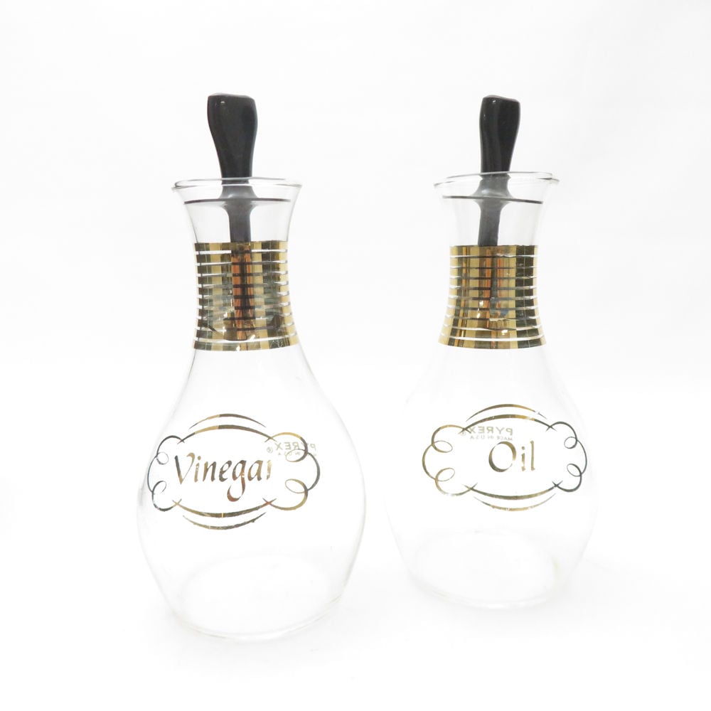 PYREX パイレックス Crute クルート オイル＆ビネガー 調味料入れ 2点 セット USAヴィンテージ オールド 希少レア SU13364T2 【中古】