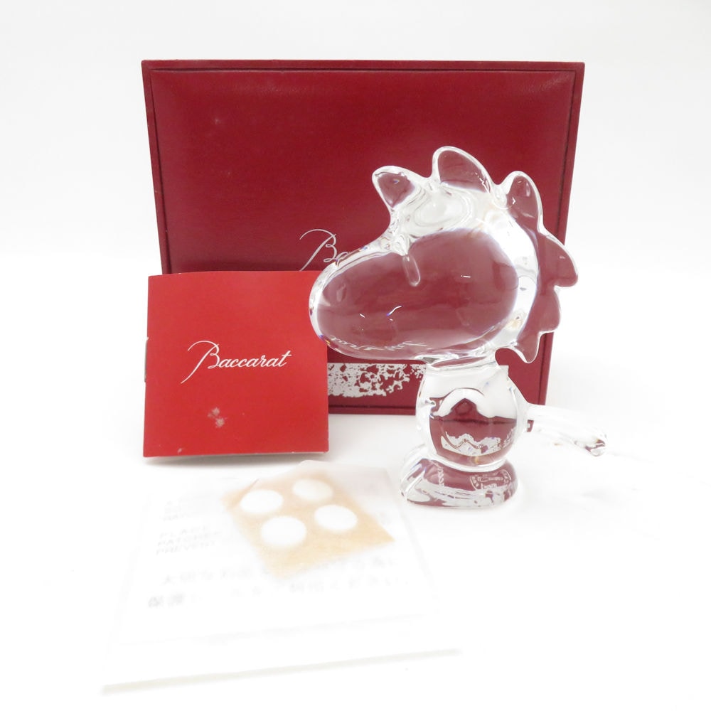 美品 Baccarat バカラ ウッドストック フィギュリン クリスタル オブジェ 置物 スヌーピー インテリア SU13416F2 【中古】