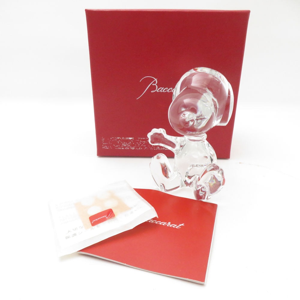 美品 Baccarat バカラ ウェルカムスヌーピー 2104027 フィギュリン クリスタル オブジェ 置物 クリア インテリア SU13417F2 【中古】