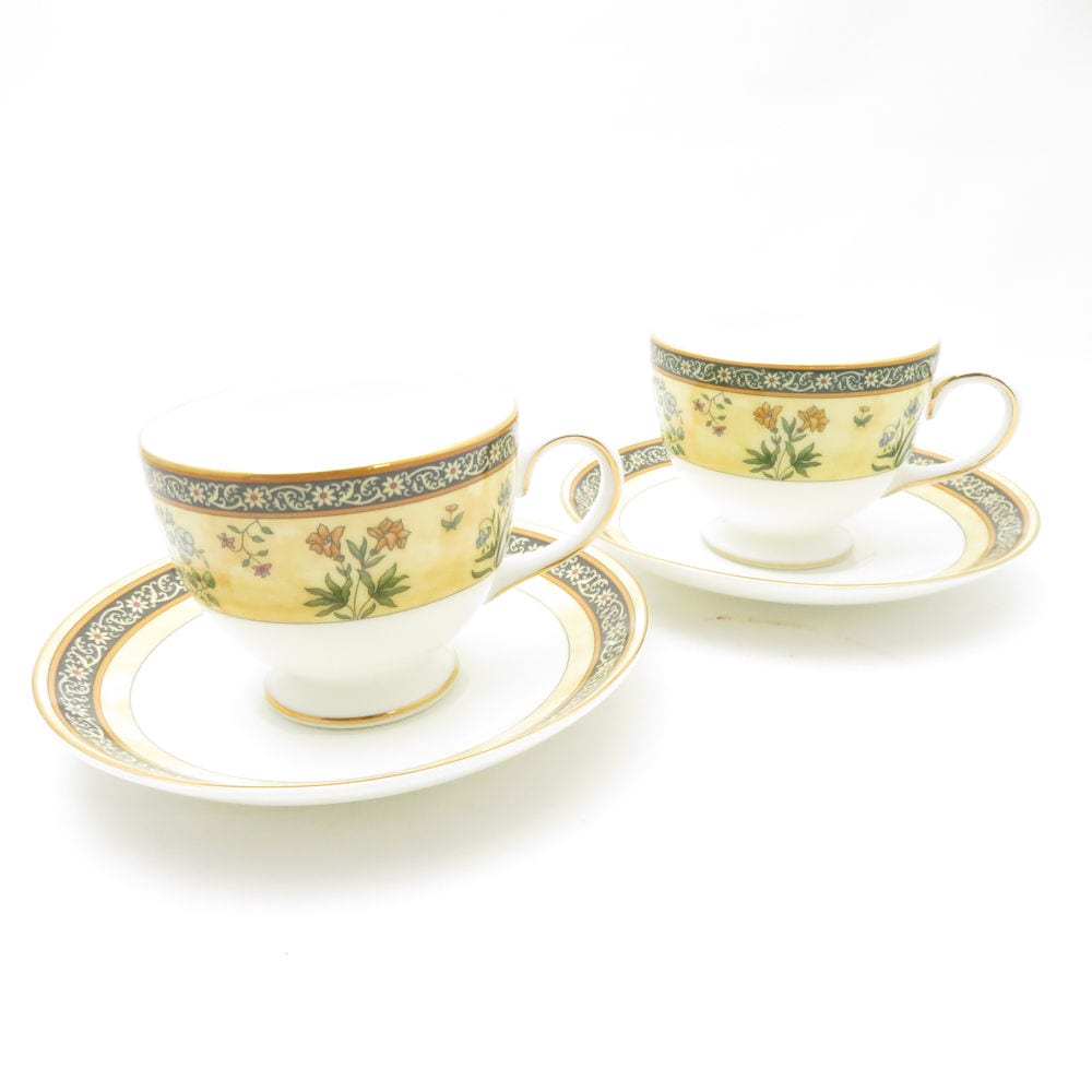 美品 WEDGWOOD ウェッジウッド インディア ティーカップ＆ソーサー 2客 ペア リー SY13465L1 【中古】