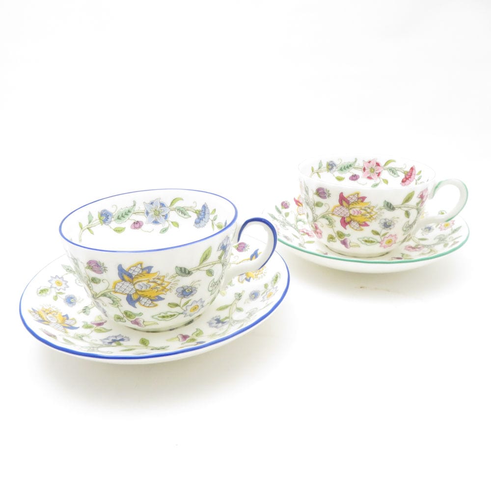 美品 MINTON ミントン ハドンホール ハドンホールブルー ティーカップ＆ソーサー 2客 SY13469L1 【中古】