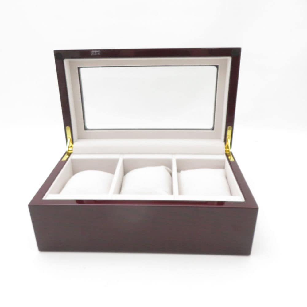 美品 IGIMI イギミ IG-ZERO 40A-5W ウォッチボックス 腕時計収納 茶木目柄 3本 SD172Q1 【中古】