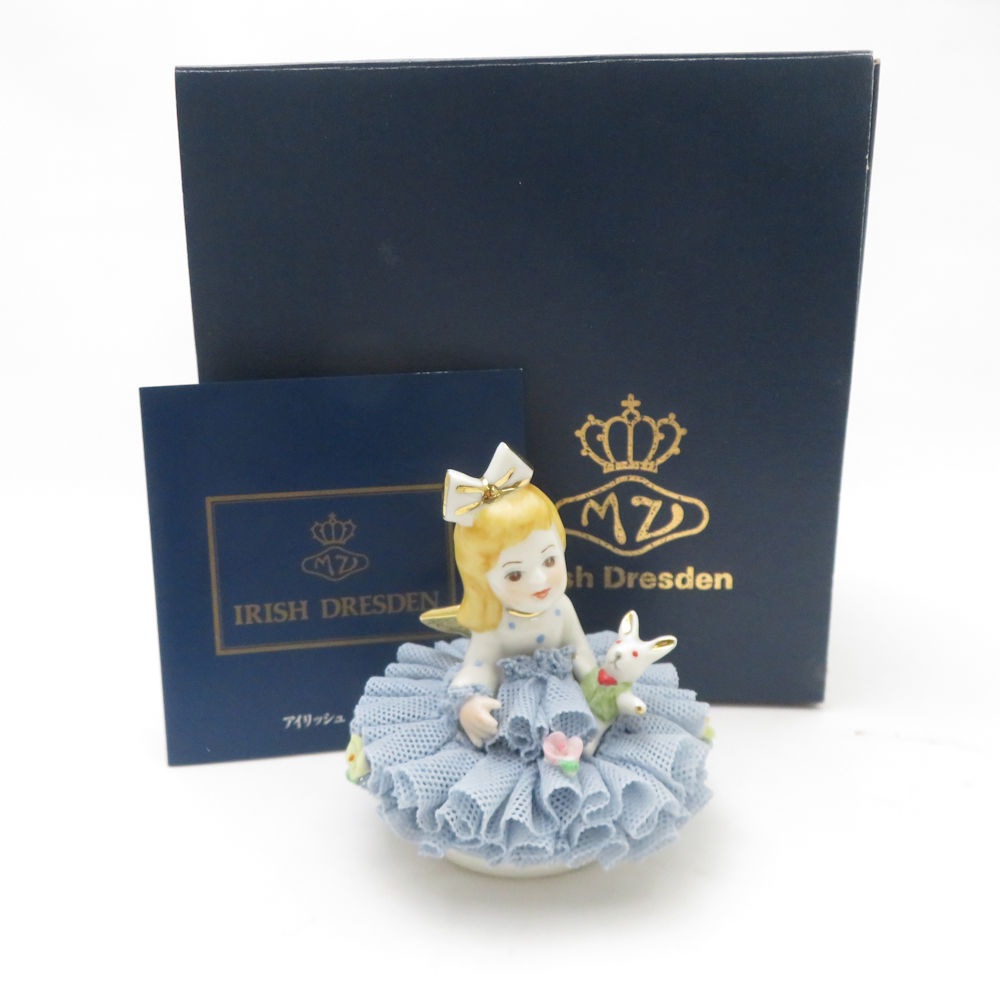 美品 IrishDresden アイリッシュドレスデン エンジェルドール フィギュリン レース 女の子 人形 SY13550V2 【中古】