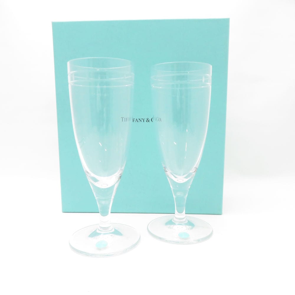 美品 TIFFANY＆Co. ティファニー アトラス ピルスナー グラス 2点 ペア ビール シャンパン ワイン SU13411C1 【中古】