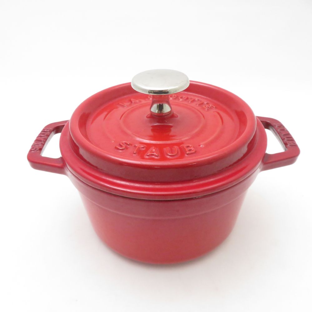 STAUB ストウブ ピコ ココット ラウンド 両手鍋 14cm チェリー 鋳物 ホーロー SC9758P1 【中古】