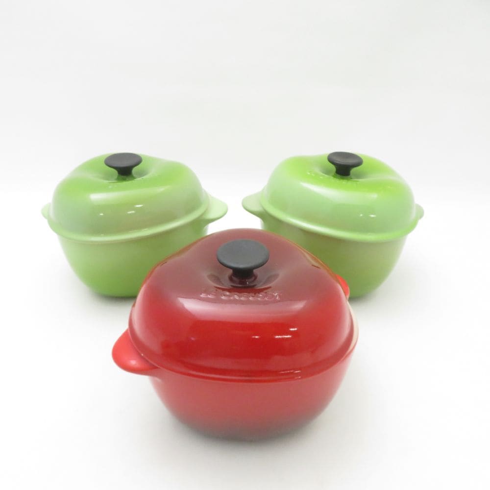 美品 Le Creuset ルクルーゼ アップル ココット 3点 セット レッド グリーン SY13484B1 【中古】