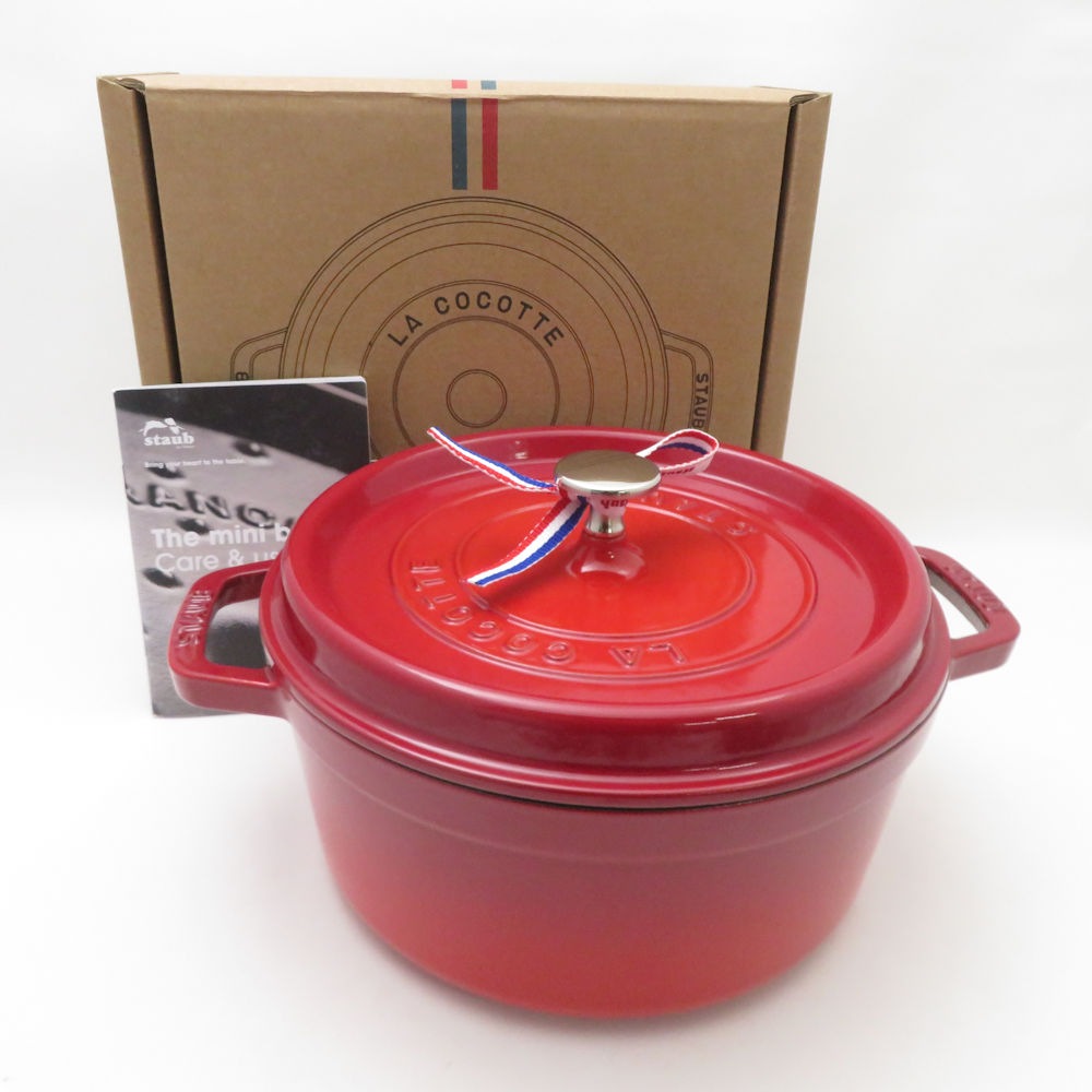 未使用 STAUB ストウブ ピコ ココットラウンド 両手鍋 24cm 3.8L ほうろう SO3742Z 【中古】