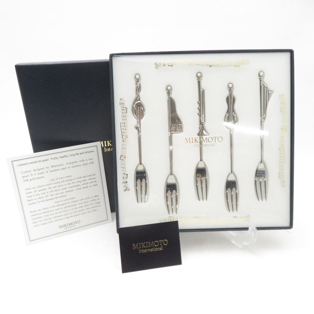 未使用 MIKIMOTO ミキモト フォークセット セット 音符 パール SD176K1 【中古】