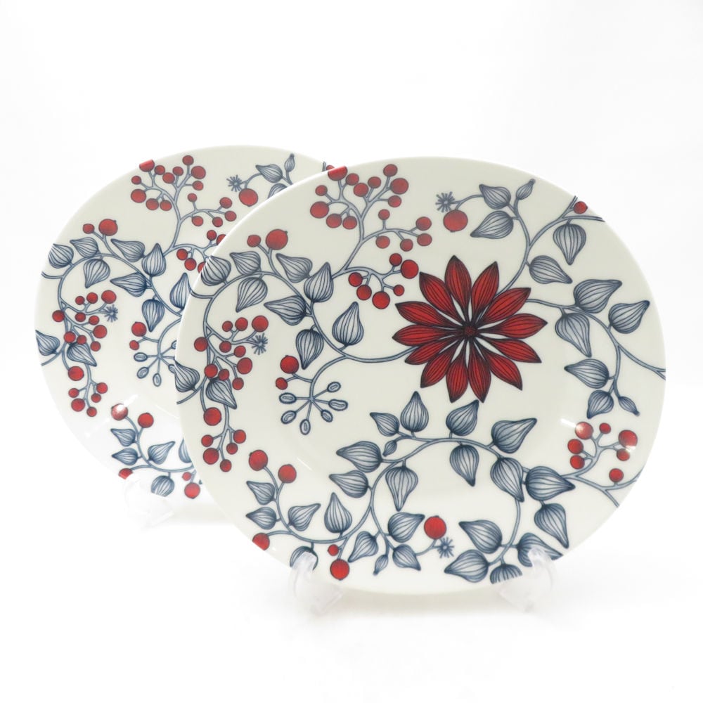 ARABIA アラビア Runo ルノ フロストベリー オーバルプレート 2枚 ペア 25cm 大皿 北欧 廃盤 SC9728H2 【中古】