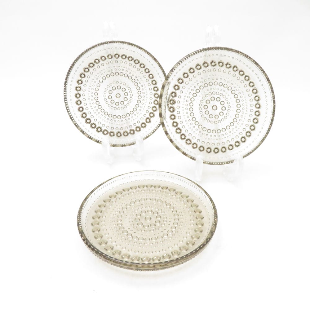 美品 iittala イッタラ カステヘルミ 小皿 3枚 セット10cm 100mm リネン 廃盤色 SC9731H2 【中古】