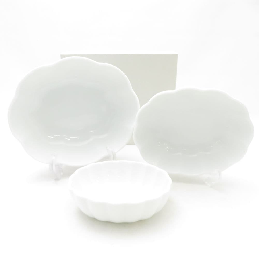 美品 NARUMI ナルミ 栗原はるみ 輪花セット 1箱 3枚入り オーバル SC9753J1 【中古】