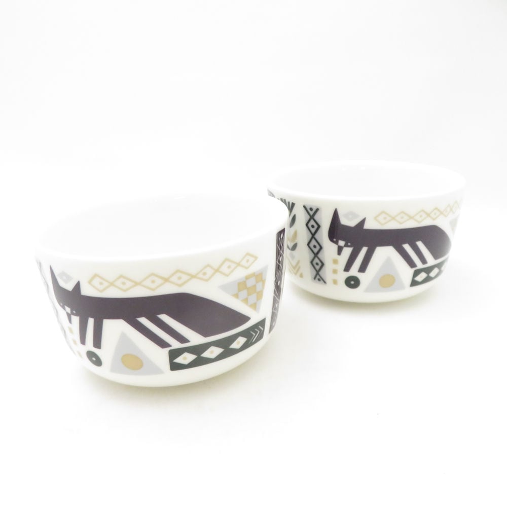 未使用 marimekko マリメッコ SVAALE スヴァーレ ボウル 2点 ペア 9cm 2.5DL 小皿 小鉢 キツネ プレート SC9933A1 【中古】