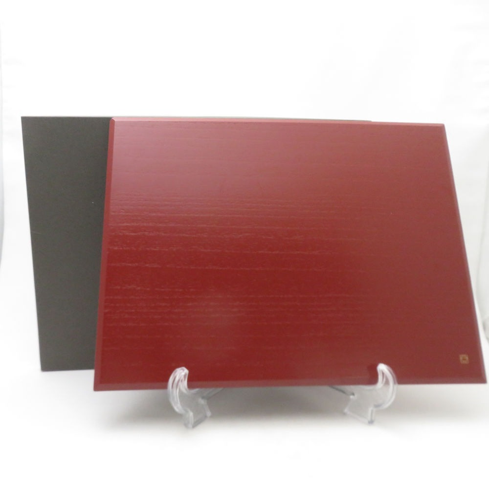 美品 山田平安堂 掻合塗 朱 ランチョンマット 桐目 木製 テーブルマット 漆器 SC9985Q1 【中古】