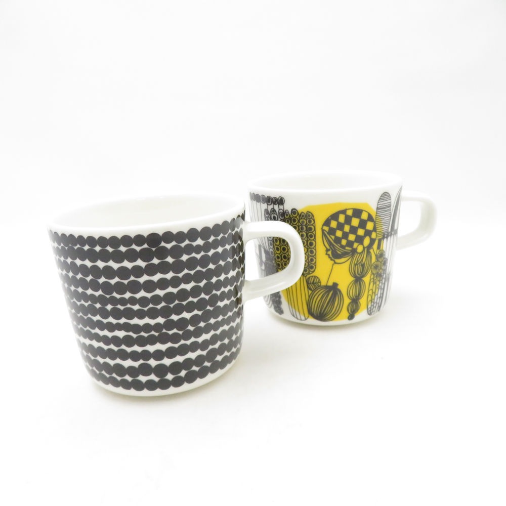 未使用 marimekko マリメッコ Siirtolapuutarha シイルトラプータルハ コーヒーカップ 2点 陶器 セット 200ml コップ 北欧 SC9696K1 【中古】