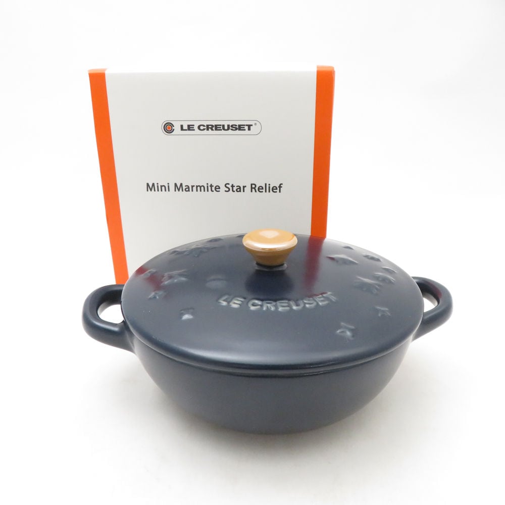 未使用 Le Creuset ルクルーゼ ミニマルミット スターレリーフ 12cm ネイビー SC9948S1 【中古】