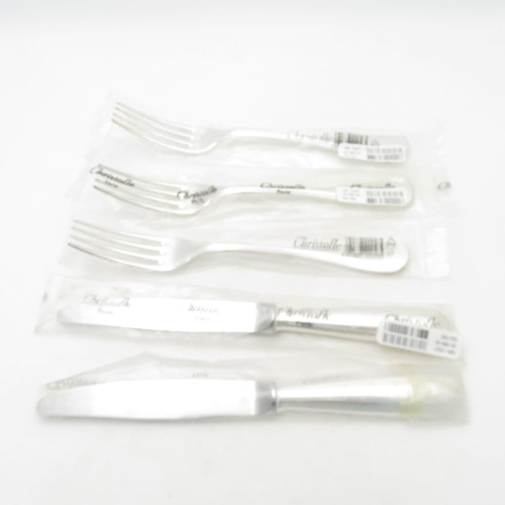 美品 Christofle クリストフル パール フォーク ナイフ 5点 カトラリーセット テーブルウェア SU13428U2 【中古】