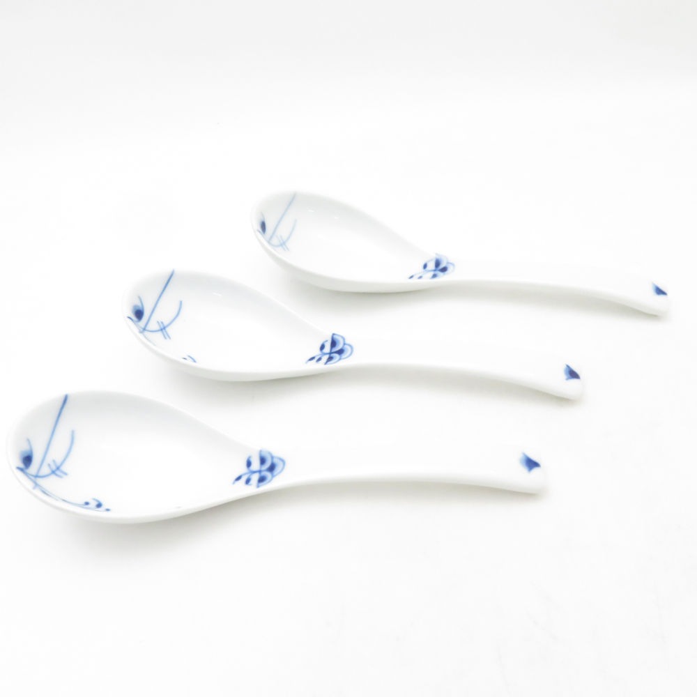 美品 ROYAL COPENHAGEN ロイヤルコペンハーゲン ブルーパルメッテ 310 レンゲスプーン 3点 セット SY13631U2 【中古】