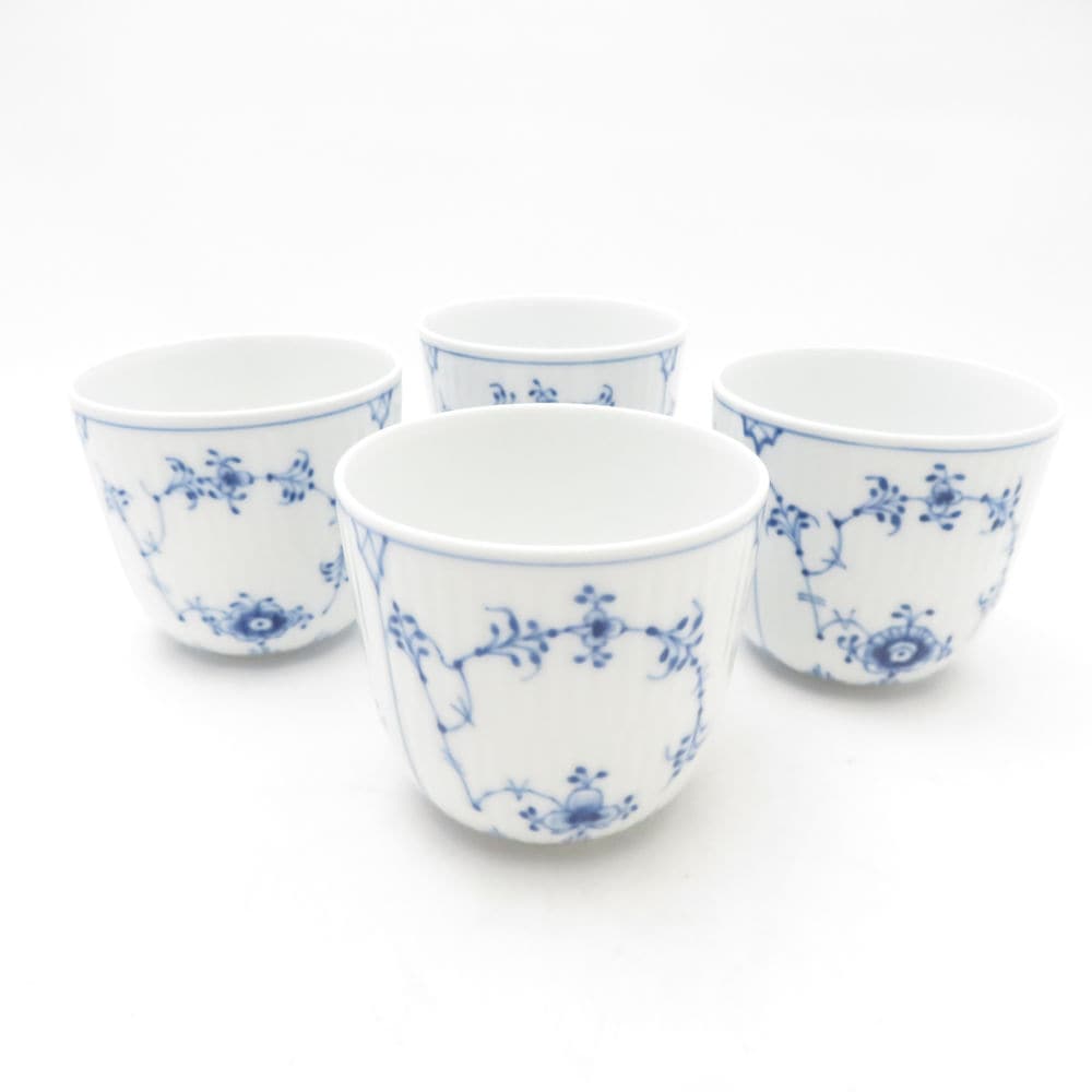 美品 ROYAL COPENHAGEN ロイヤルコペンハーゲン ブルーフルーテッドプレイン 150 カップ 3点 コップ セット SY13636U2 【中古】