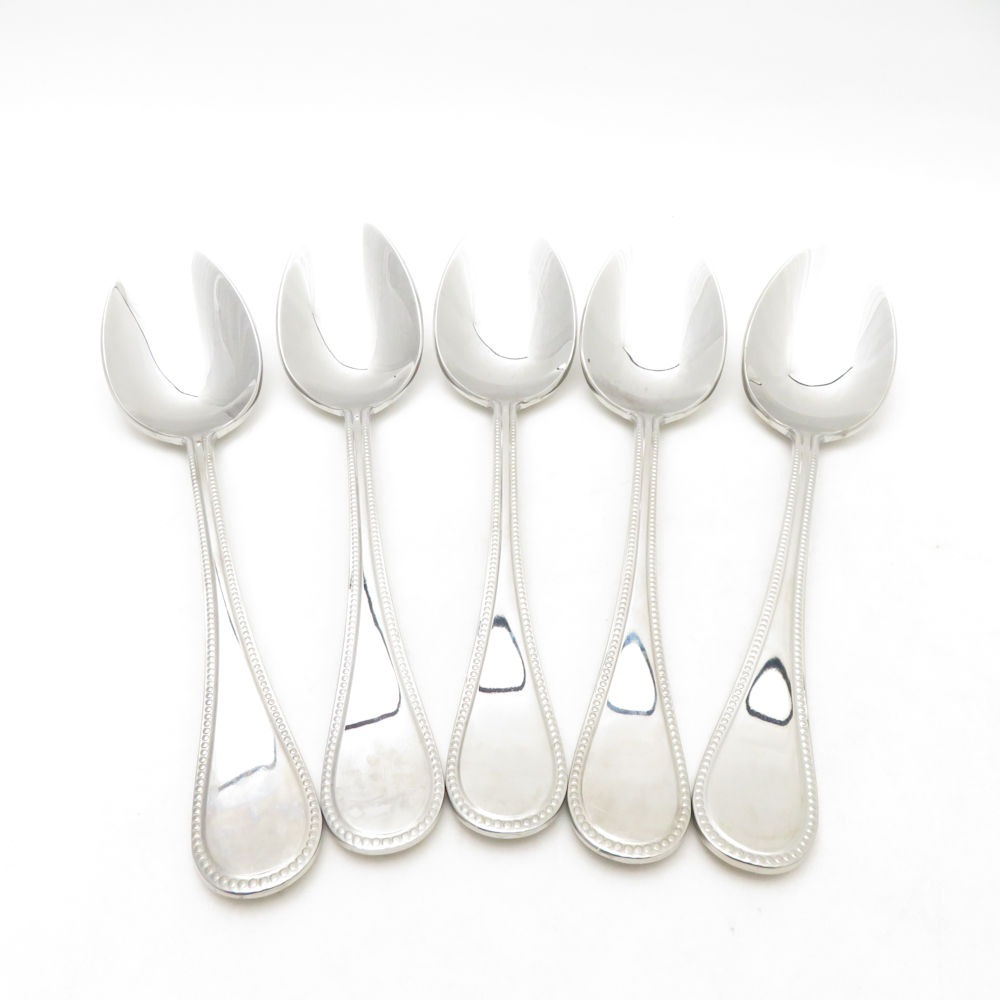 Christofle クリストフル パール デザートスプーン 5点 ACIER セット ステンレス カトラリー SC9951J1 【中古】