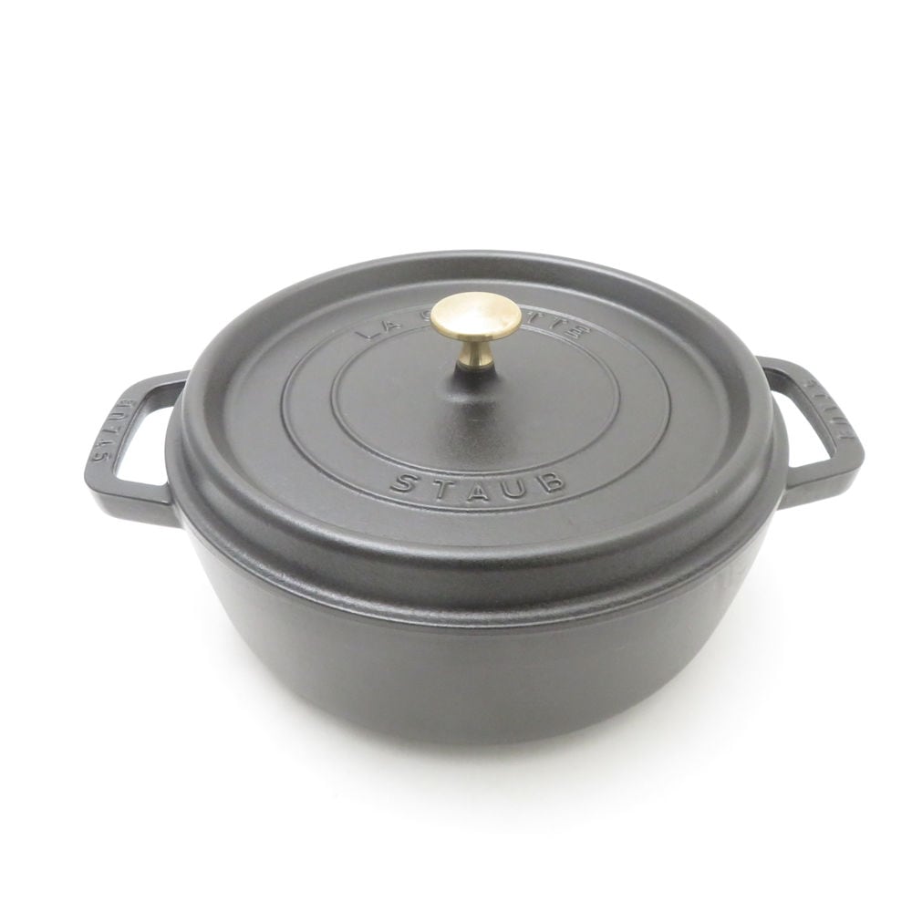 美品 STAUB ストウブ シャロ― ココットラウンド 両手鍋 26cm 浅型 SO3751K1 【中古】