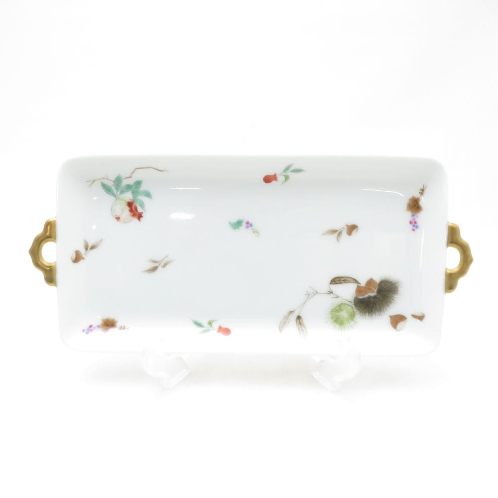 美品 Fukagawa Seiji 深川製磁 豊穣 トレー 25cmプレート 長方形 耳付き SM4887K1 【中古】