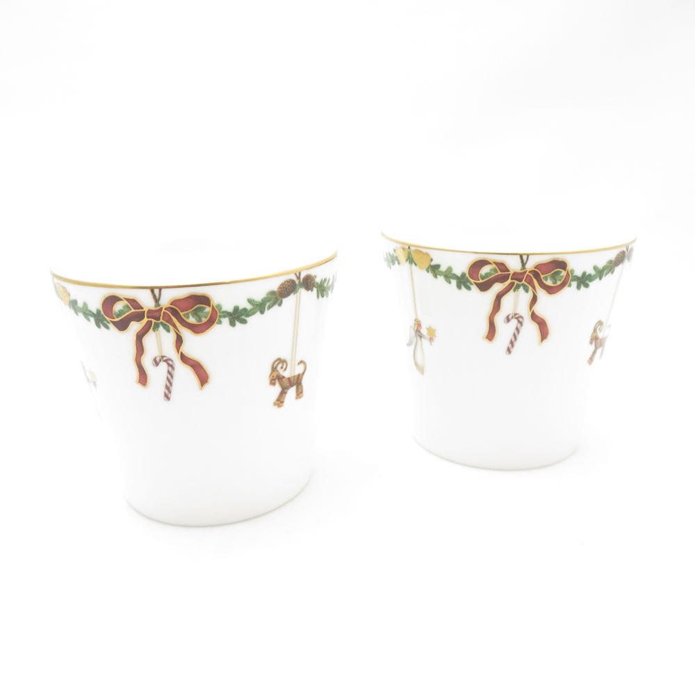 美品 ROYAL COPENHAGEN ロイヤルコペンハーゲン スターフルーテッドクリスマス サービングカップ 2点 陶器 ペア SC9972U1 【中古】