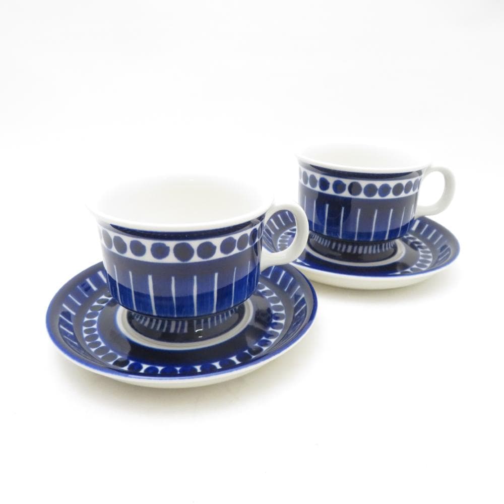 美品 ARABIA アラビア バレンシア コーヒーカップ＆ソーサー 2客 ペア 珈琲 北欧 フィンランド ヴィンテージ SU13439A2 【中古】