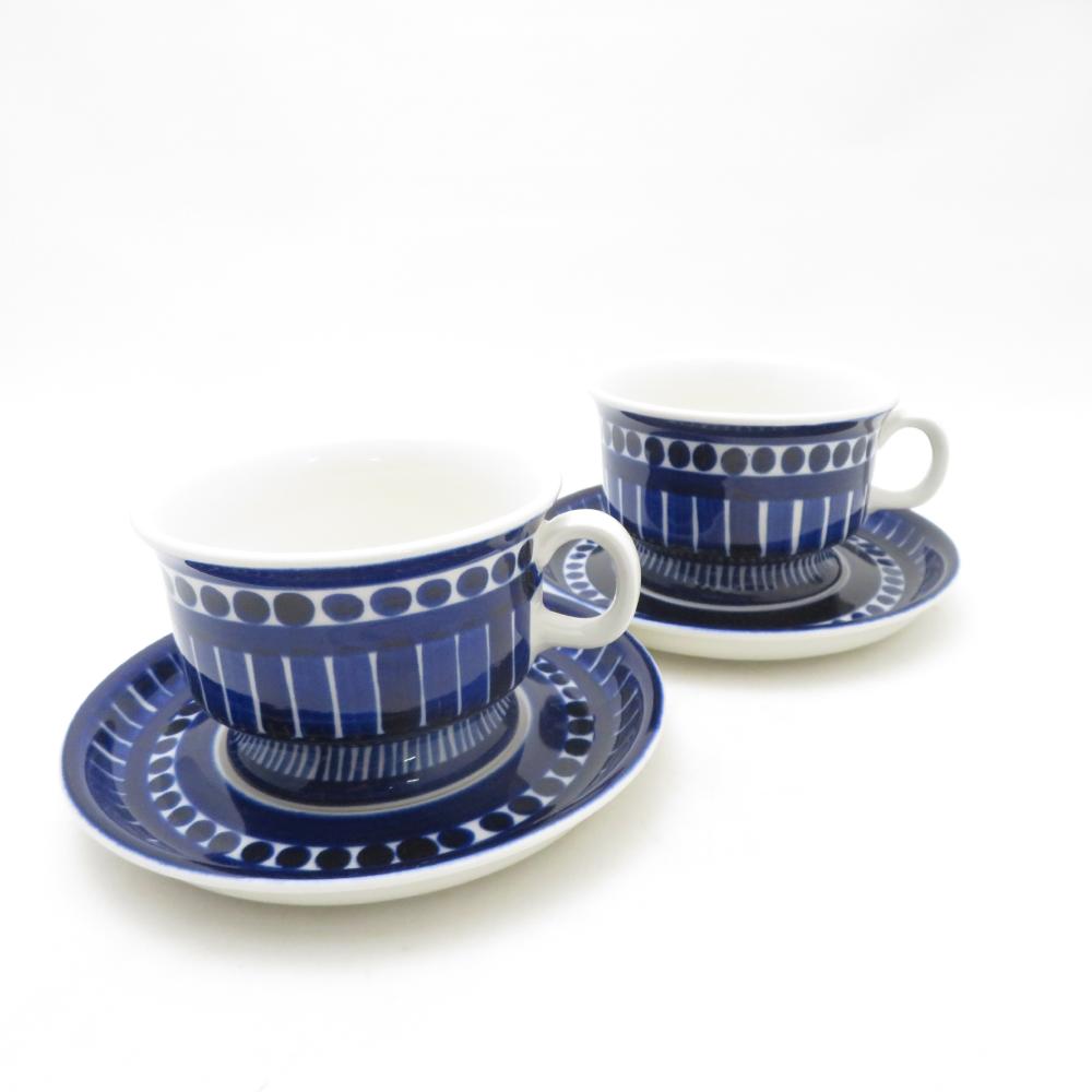 美品 ARABIA アラビア バレンシア カップ＆ソーサー 2客 ペア ティー コーヒー 北欧 ヴィンテージ SU13442A2 【中古】